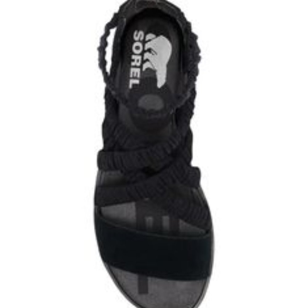 NWT Sorel Ella II Ankle Strap Sandal - Black Sea Salt - Picture 12 of 13